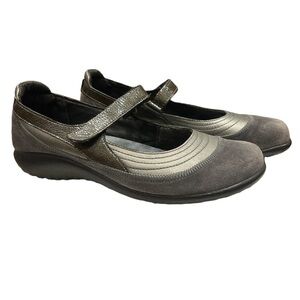Naot Kirei Suede silver gray Mary Jane Loafer Shoes 40 EU 9 lUS